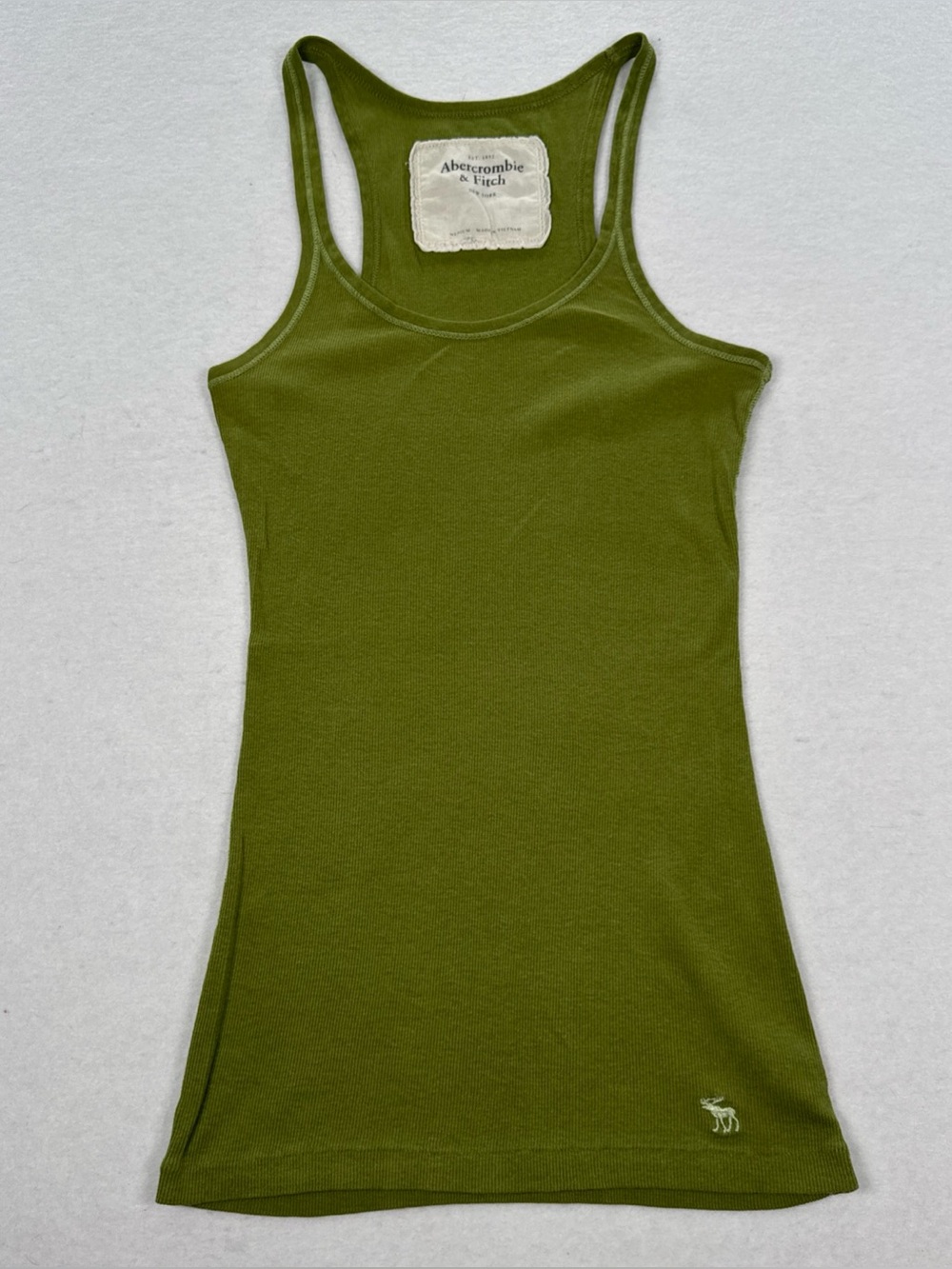 VTG Y2K Abercrombie & Fitch Womens Long Fitted Stretch Tank Top Size Large Green